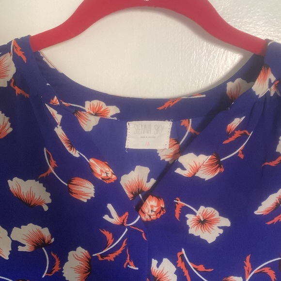 Floral Bright blue with orange and white floral details size medium - Picture 5 of 9